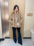 No. 157 Deep Beige Stand-Collar Mink Fur Coat