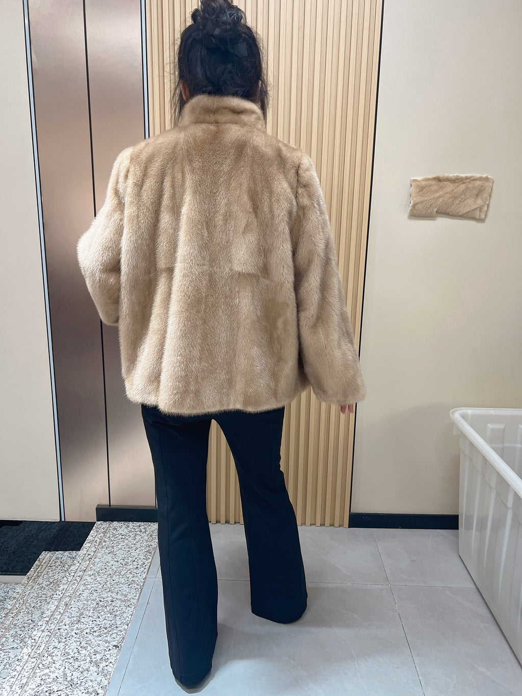 No. 157 Deep Beige Stand-Collar Mink Fur Coat