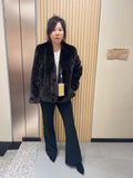 No. 152 Dark Brown V-Neck Mink Fur Coat