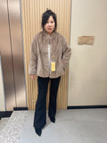 No. 182 Light Brown Stand-Collar Mink Fur Coat