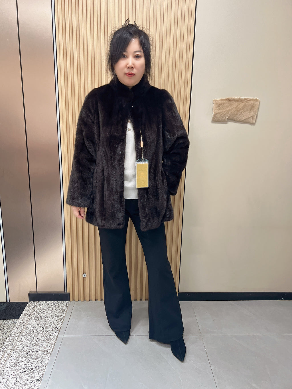 No. 167 Dark Brown Stand-Collar Mink Fur Coat