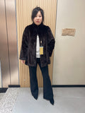No. 167 Dark Brown Stand-Collar Mink Fur Coat
