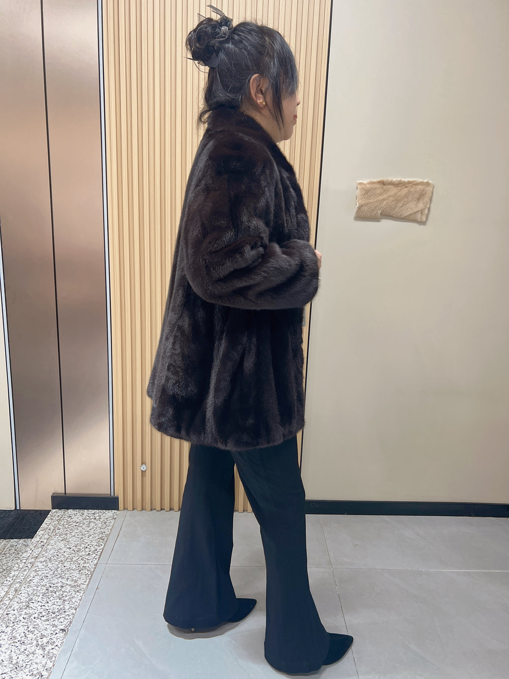 No. 167 Dark Brown Stand-Collar Mink Fur Coat