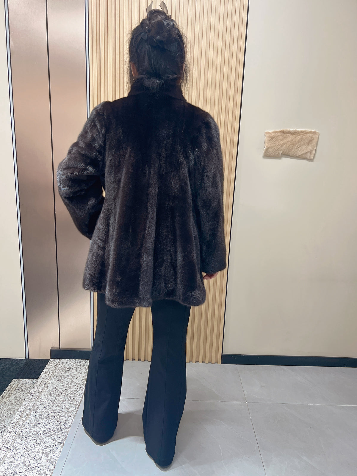 No. 167 Dark Brown Stand-Collar Mink Fur Coat