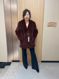 No. 149 Caramel-colored V-neck mink fur coat
