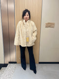 No. 175 Beige Stand-Collar Mink Fur Coat