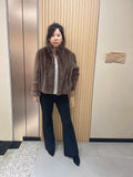 No. 165: Light Brown Stand-Collar Mink Fur Coat