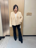 No. 166: Beige V-neck mink fur coat