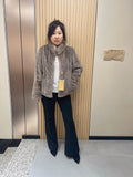 No. 178 Latte-grey stand-collar mink fur coat