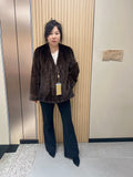 No. 179 Dark Brown V-Neck Mink Fur Coat