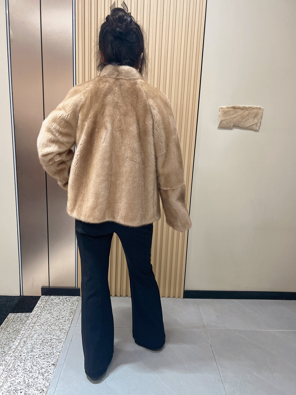 No. 177 Deep Beige Stand-Collar Mink Fur Coat