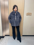 No. 168 Dark Grey Stand-Collar Mink Fur Coat