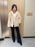 No. 173 Beige Mink Fur Coat (Banana Collar)