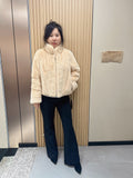 No. 170 Beige Mandarin-Collar Mink Fur Coat