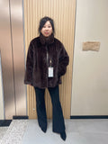 No. 169 Dark Brown Mandarin Collar Mink Fur Coat