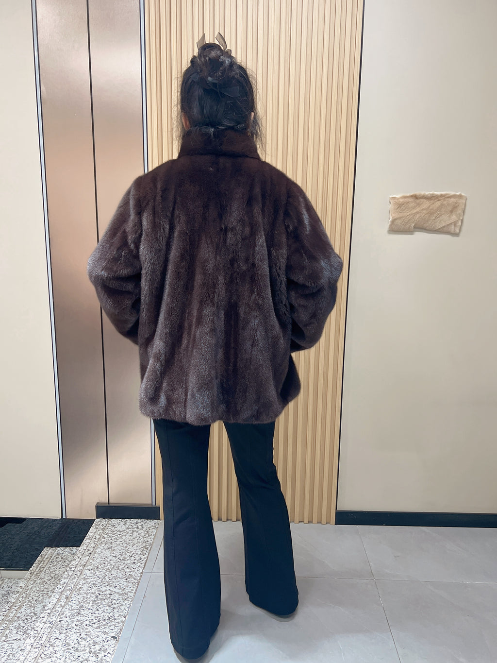 No. 169 Dark Brown Mandarin Collar Mink Fur Coat