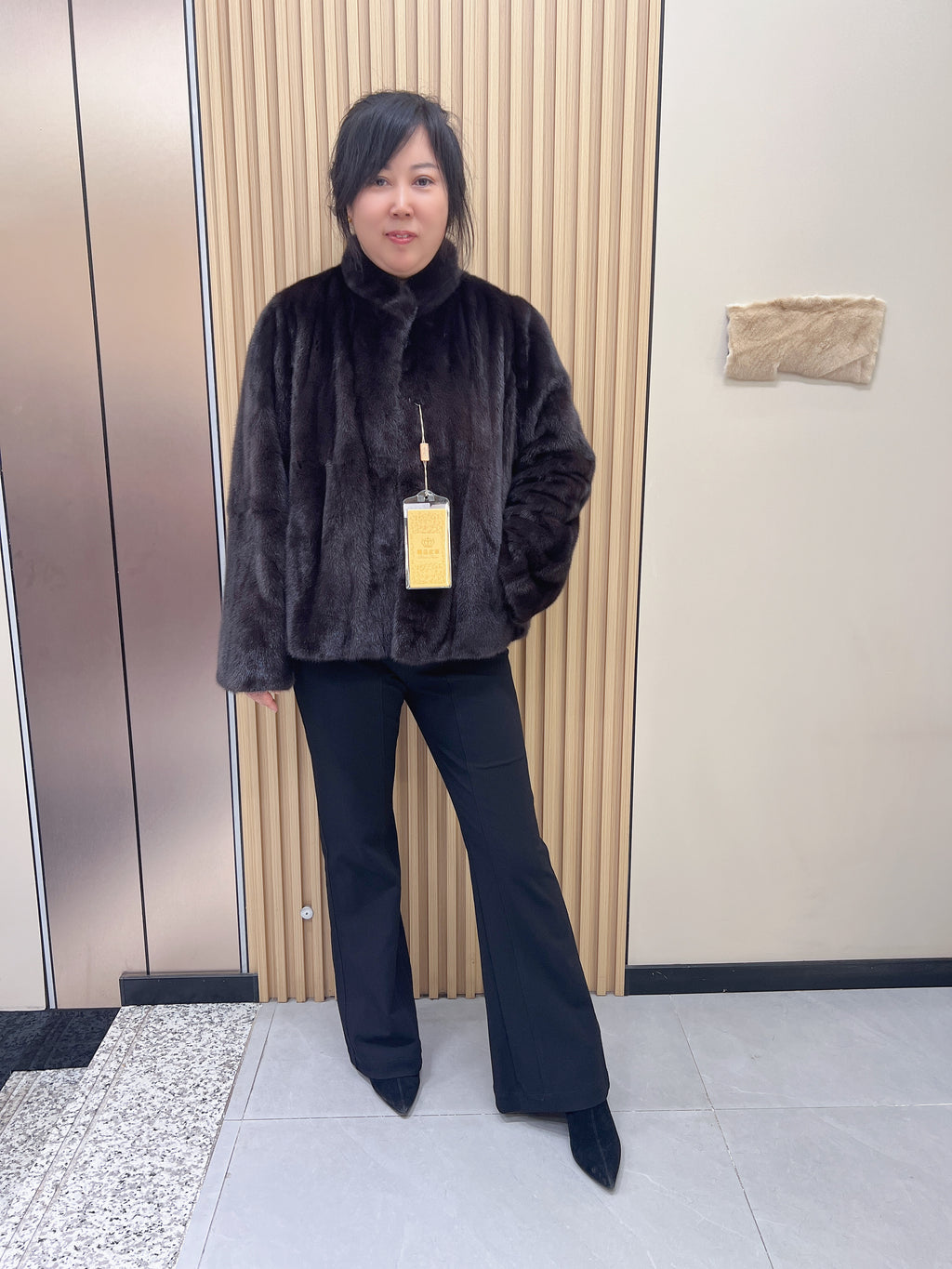 No. 193 Dark Brown Stand-Collar Mink Fur Coat