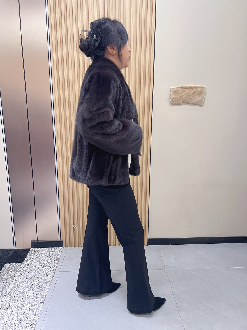 No. 193 Dark Brown Stand-Collar Mink Fur Coat