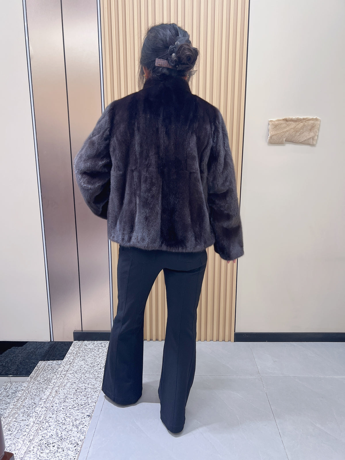 No. 193 Dark Brown Stand-Collar Mink Fur Coat