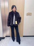 No. 189 Dark Brown Stand-Collar Mink Fur Coat