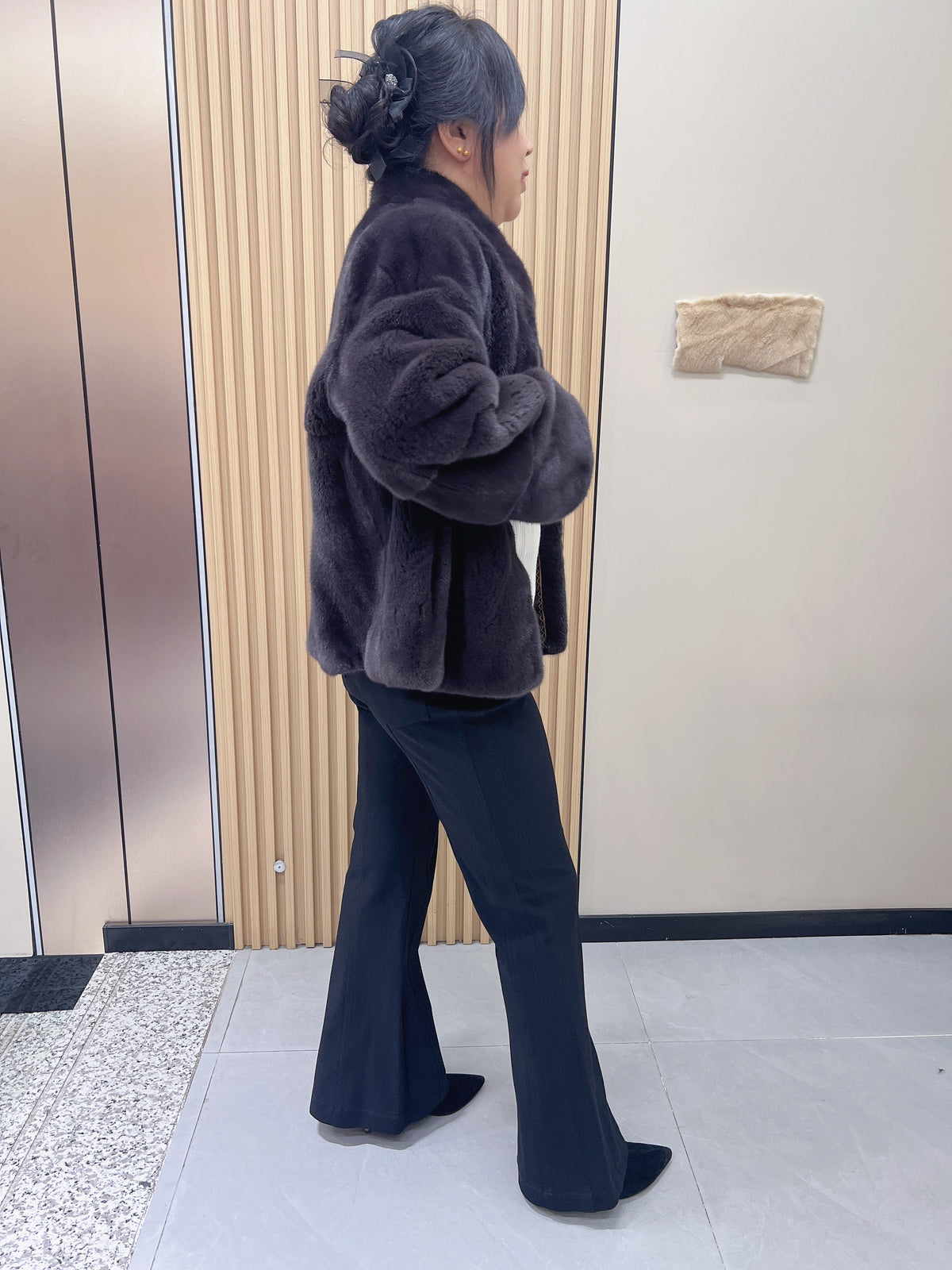 No. 189 Dark Brown Stand-Collar Mink Fur Coat