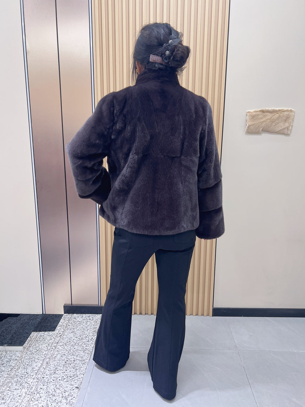 No. 189 Dark Brown Stand-Collar Mink Fur Coat
