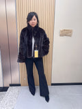 No. 183 Dark Brown Stand-Collar Mink Fur Coat