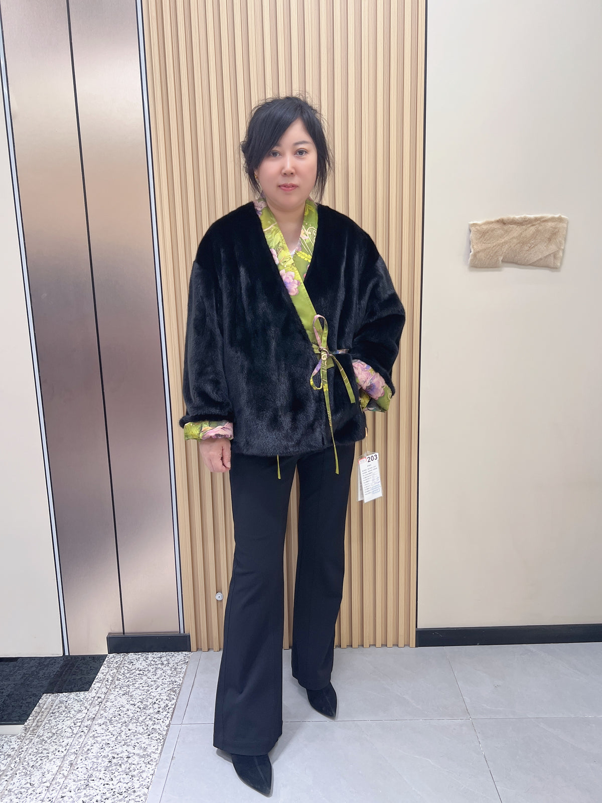No. 203 Reversible Black Mink Coat (Chinese-style design)