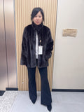 No. 195 Dark Brown Stand-Collar Mink Fur Coat