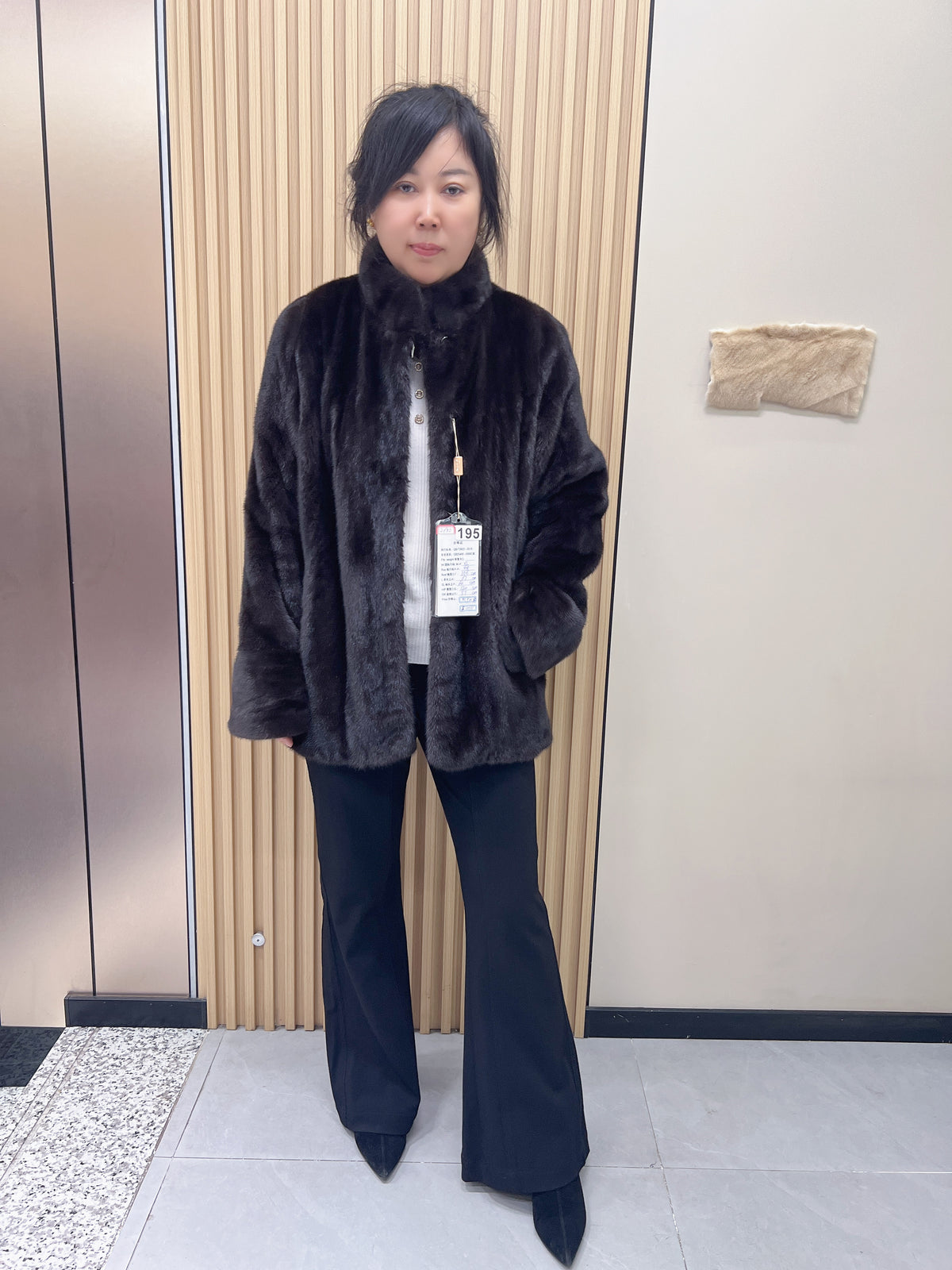 No. 195 Dark Brown Stand-Collar Mink Fur Coat