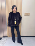 No. 202 Dark Brown Collarless Mink Fur Coat