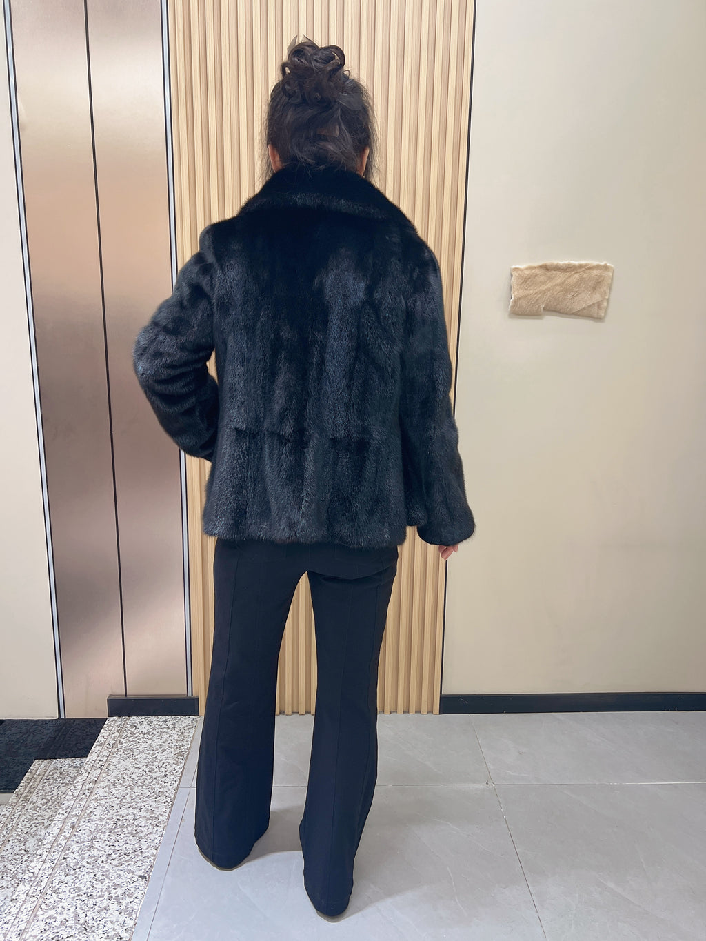 No. 208 Black Mink Fur Coat with Peter Pan Collar