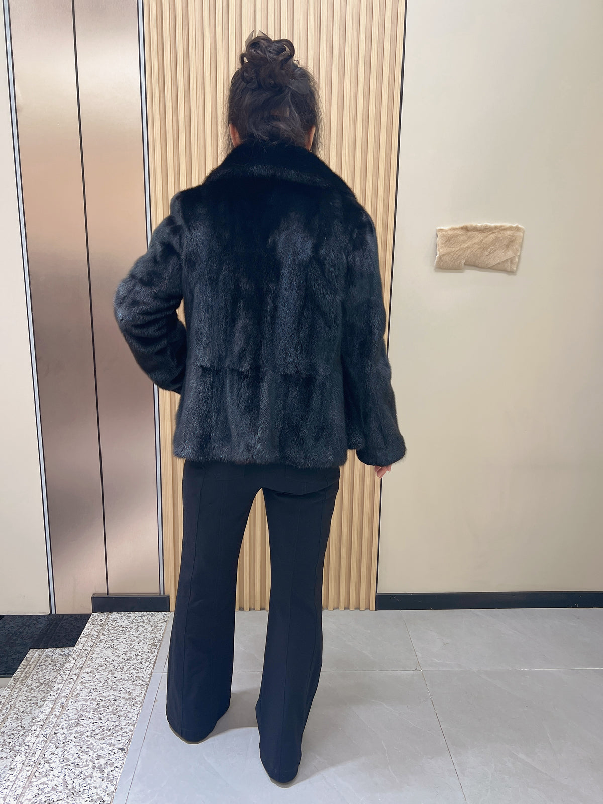 No. 208 Black Mink Fur Coat with Peter Pan Collar