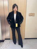 No. 211 Black V-Neck Mink Fur Coat