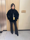 No. 212 Black Stand-Collar Mink Fur Coat