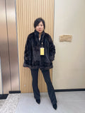 No. 234 Dark Brown Stand-Collar Mink Fur Coat