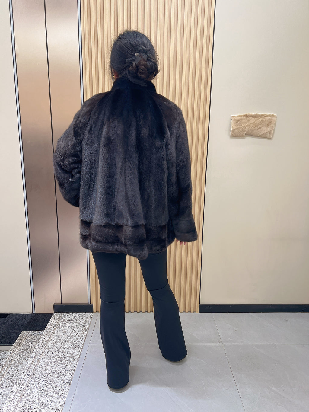 No. 234 Dark Brown Stand-Collar Mink Fur Coat