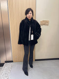 No. 219 Black Stand-Collar Mink Fur Coat