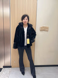 No. 233 Black Hooded Mink Fur Coat