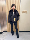 No. 226 Dark Brown Stand-Collar Mink Fur Coat