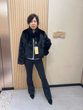 No. 223 Black Stand-Collar Mink Fur Coat