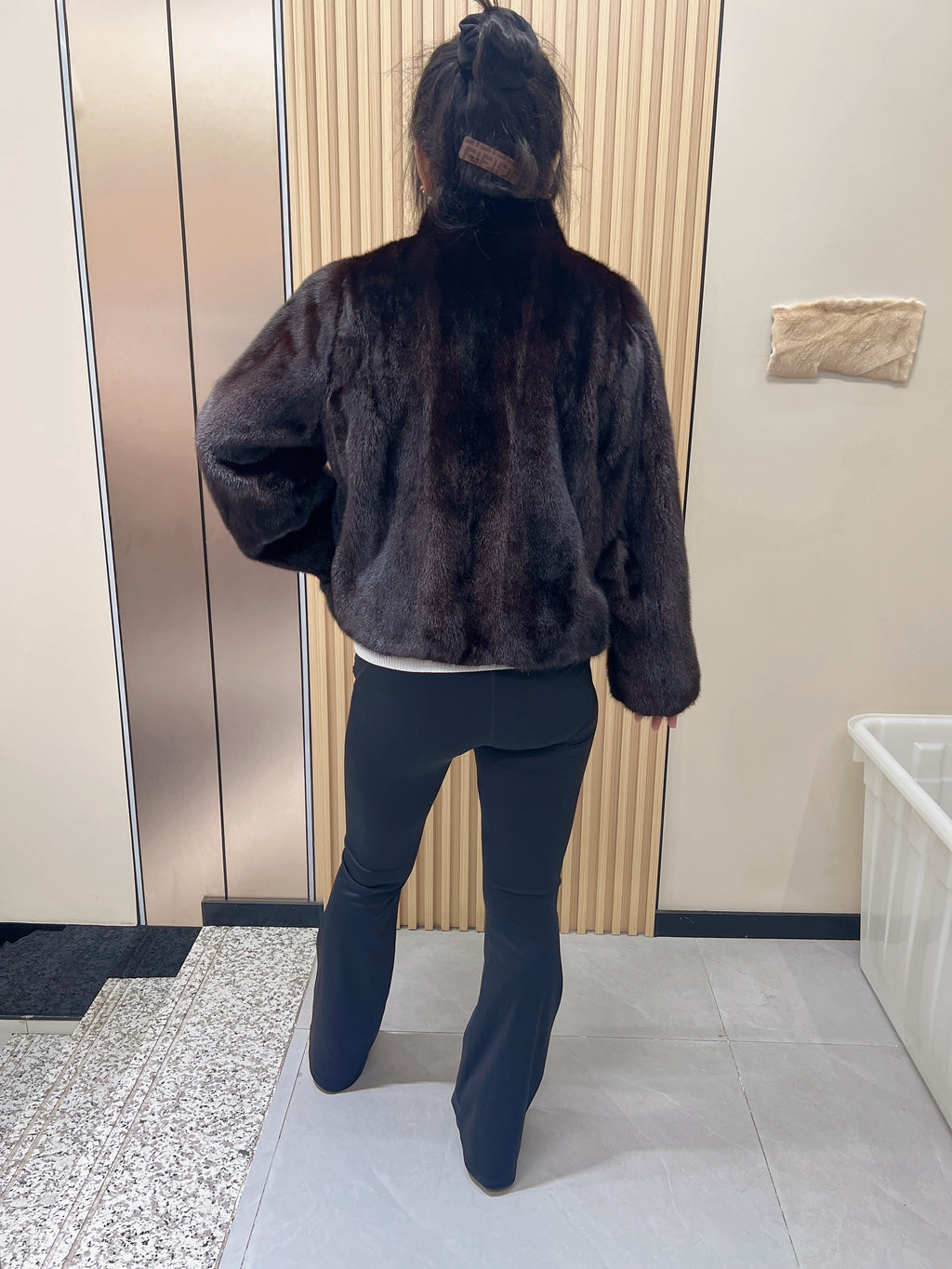 No. 248 Dark Brown Stand-Collar Mink Fur Coat
