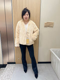 No. 247 Beige V-neck mink fur coat