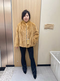 No. 242 Light Gold Stand-Collar Mink Fur Coat