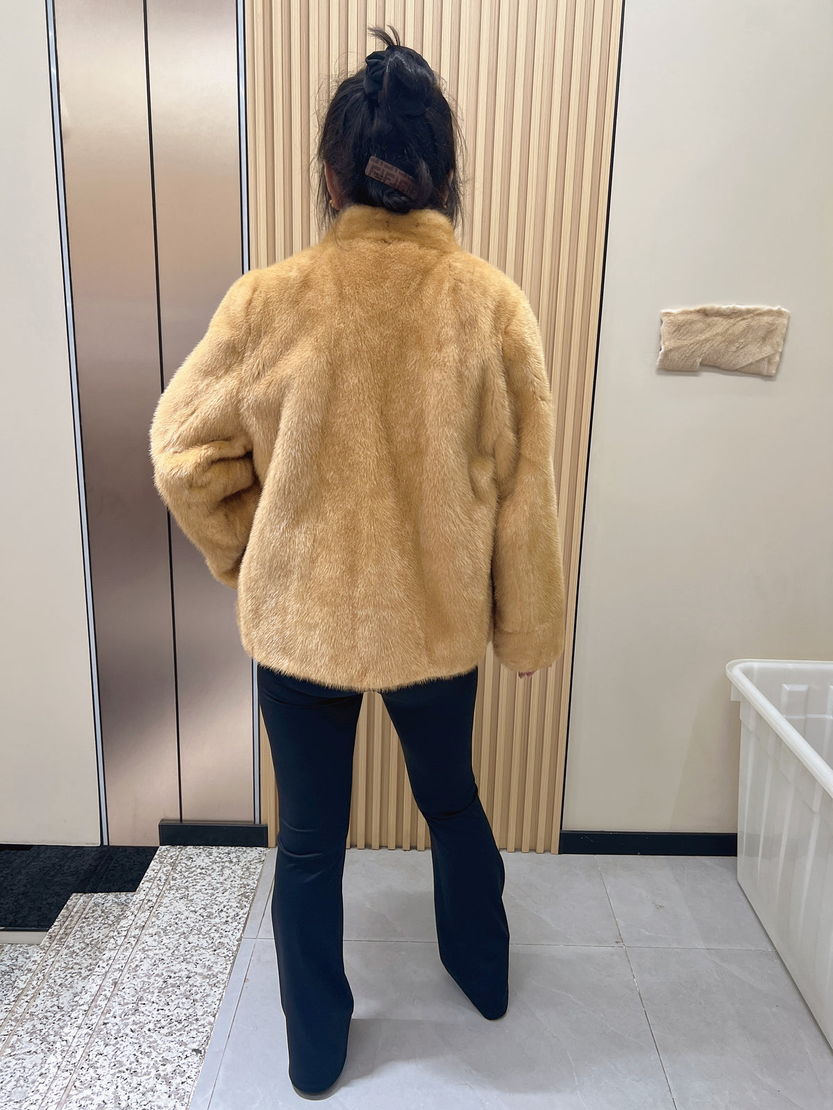 No. 242 Light Gold Stand-Collar Mink Fur Coat