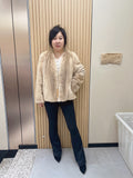 No. 239 Light Brown V-Neck Mink Fur Coat