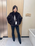 No. 252 Dark Brown Stand-Collar Mink Fur Coat