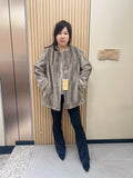 No. 257 Grey Collarless Mink Fur Coat
