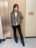 No. 262 Grey V-neck mink fur coat