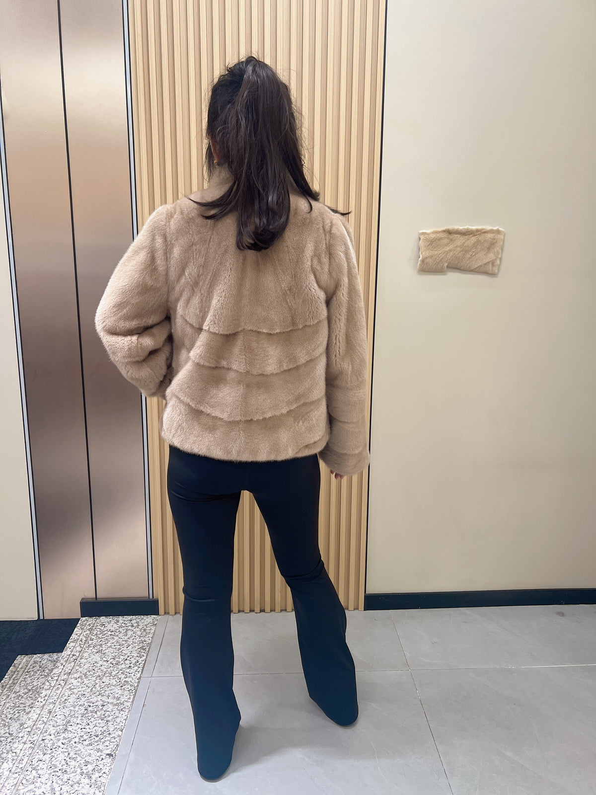 No. 264 Light Brown Stand-Collar Mink Fur Coat